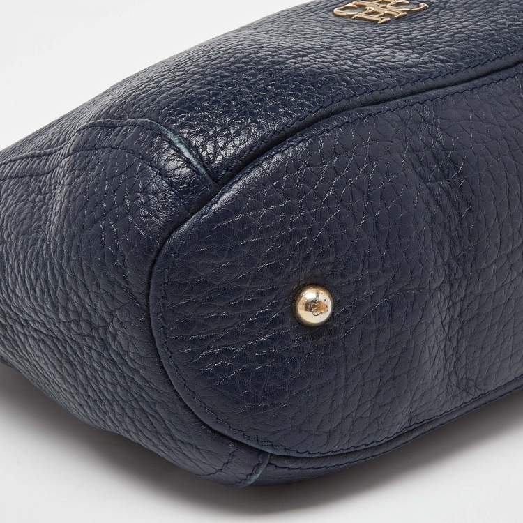 Pre Owned Carolina Herrera Navy Blue Leather Chain Shoulder Bag