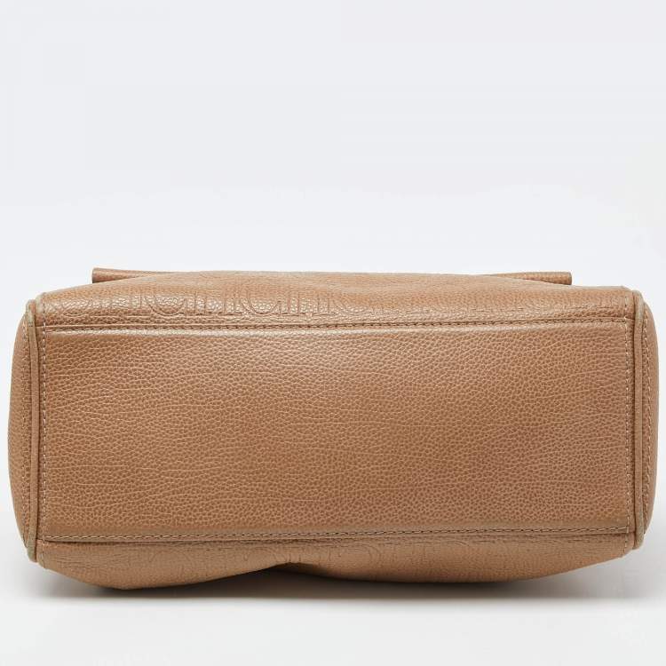Pre Owned Carolina Herrera Beige Leather Minuetto Flap Top Handle Bag