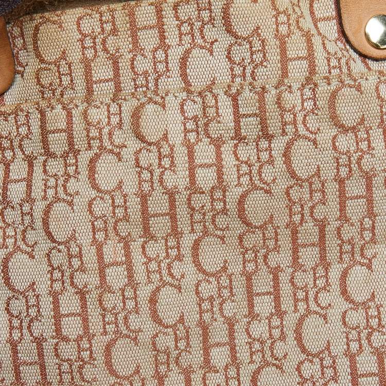 Pre Owned Carolina Herrera Bronze Monogram Leather Large Andy Boston Bag