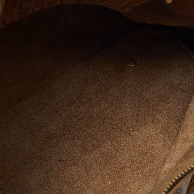 Pre Owned Carolina Herrera Bronze Monogram Leather Large Andy Boston Bag