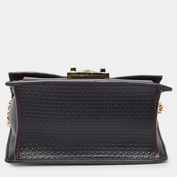 Pre Owned Carolina Herrera Black Monogram Embossed Leather Carry on Shoulder Bag