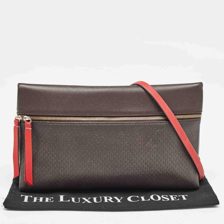 Pre Owned Carolina Herrera Brown/Red Monogram Coated Canvas and Leather Inro Crossbody Bag