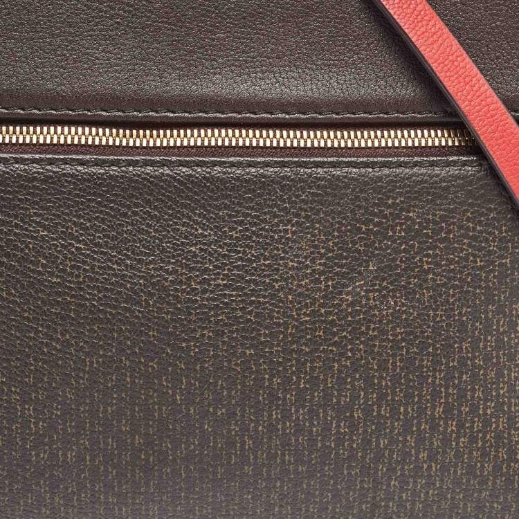 Pre Owned Carolina Herrera Brown/Red Monogram Coated Canvas and Leather Inro Crossbody Bag