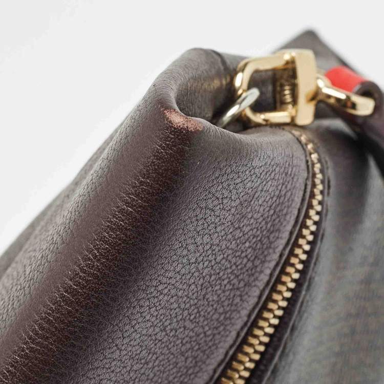 Pre Owned Carolina Herrera Brown/Red Monogram Coated Canvas and Leather Inro Crossbody Bag
