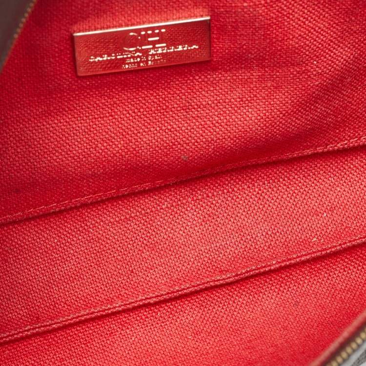 Pre Owned Carolina Herrera Brown/Red Monogram Coated Canvas and Leather Inro Crossbody Bag