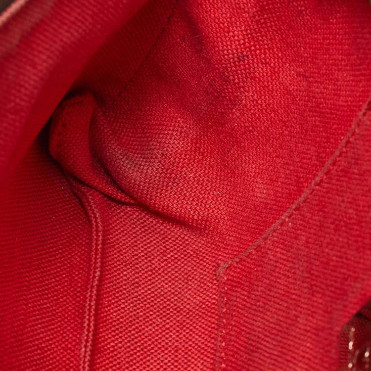 Pre Owned Carolina Herrera Brown/Red Monogram Coated Canvas and Leather Inro Crossbody Bag