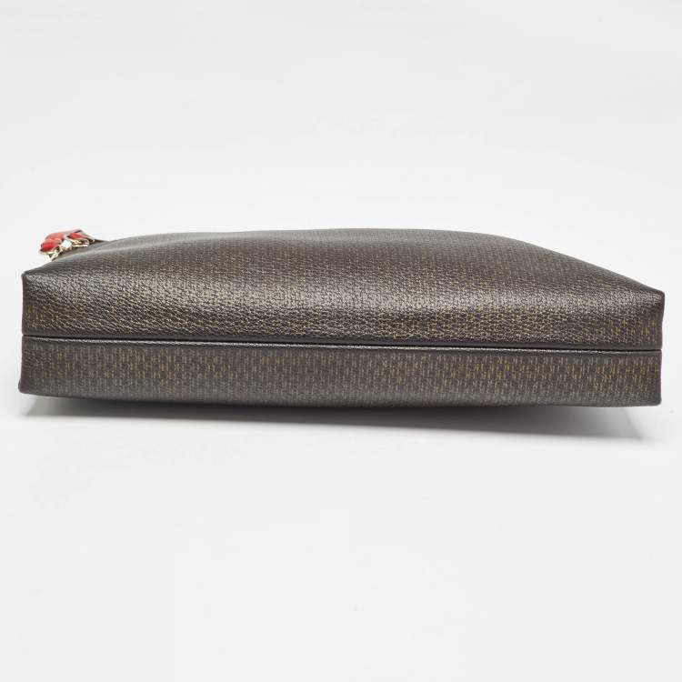 Pre Owned Carolina Herrera Brown/Red Monogram Coated Canvas and Leather Inro Crossbody Bag
