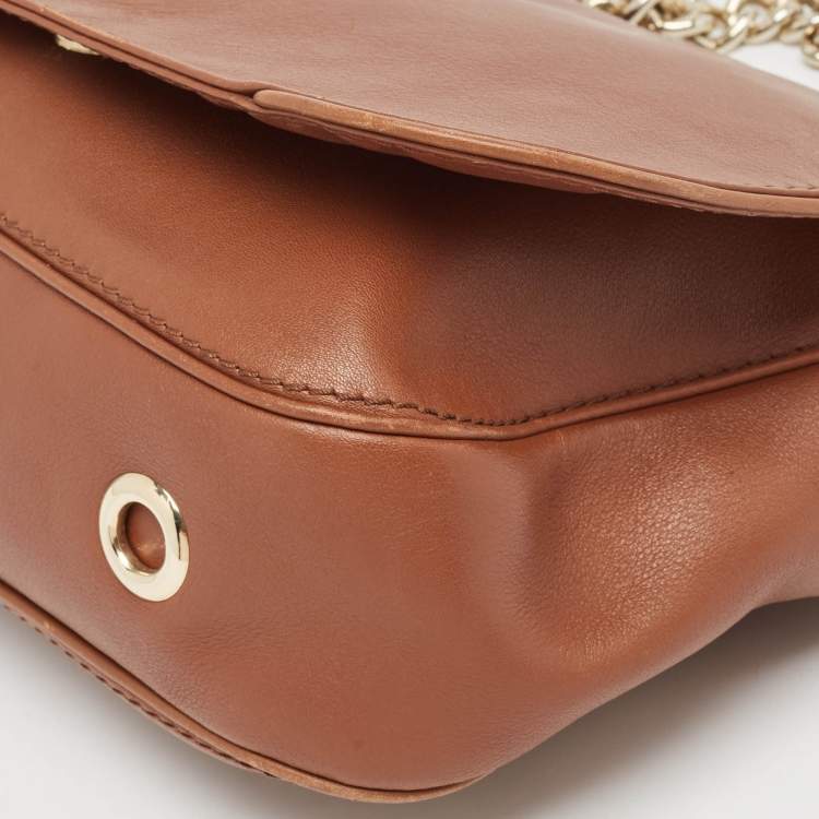 Pre Owned Carolina Herrera Brown Leather New Baltazar Flap Shoulder Bag