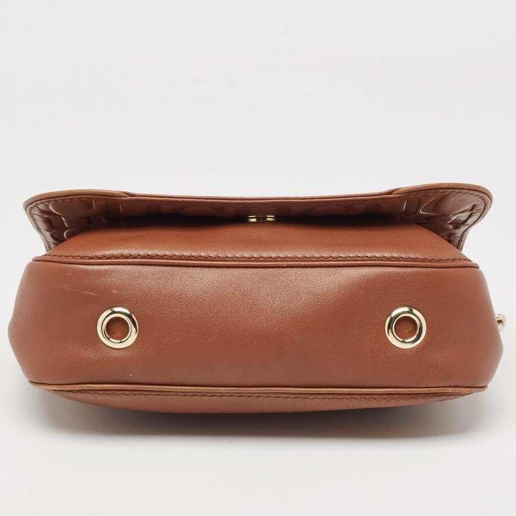Pre Owned Carolina Herrera Brown Leather New Baltazar Flap Shoulder Bag