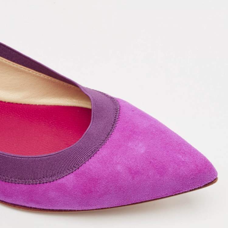 Pre Owned Carolina Herrera Purple Suede Pointed Toe Ballet Flats Size 37