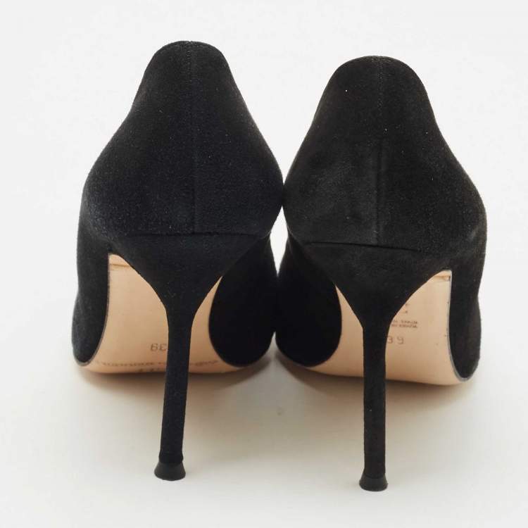 Pre Owned Carolina Herrera Black Suede Crystal Embellished Pumps Size 39