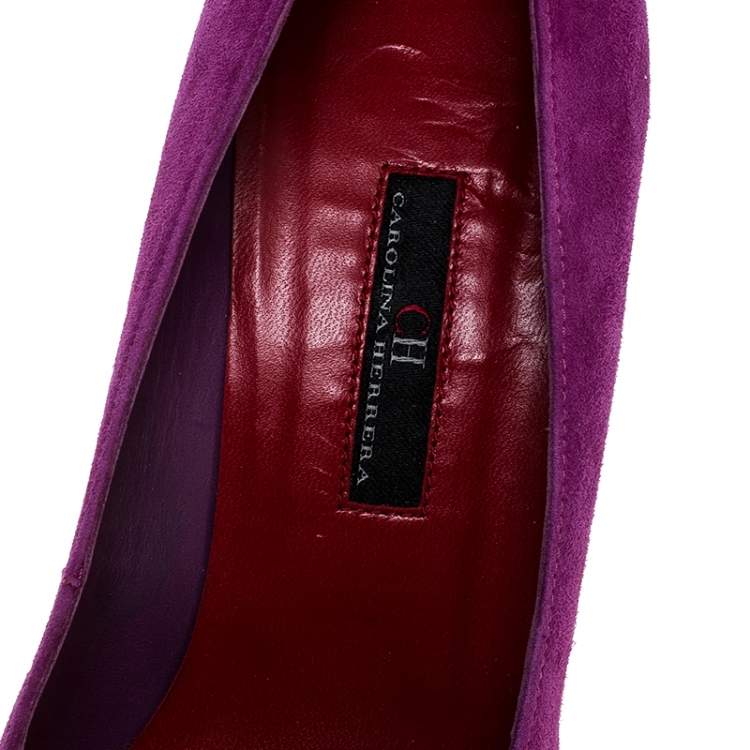Pre Owned Carolina Herrera Pink Suede Pointed Toe Pumps Size 36