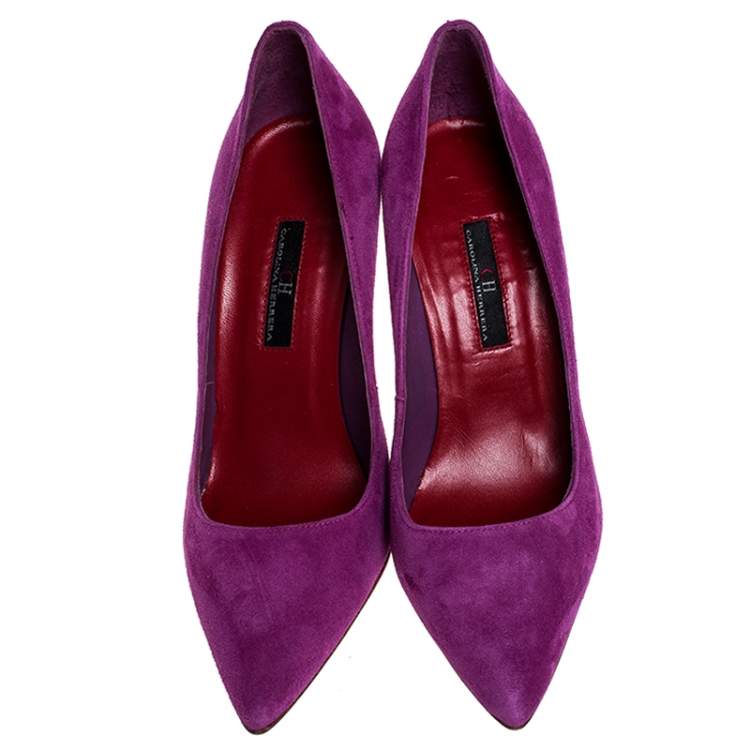 Pre Owned Carolina Herrera Pink Suede Pointed Toe Pumps Size 36