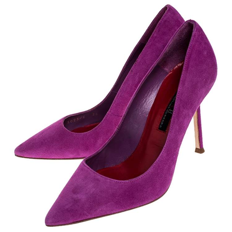 Pre Owned Carolina Herrera Pink Suede Pointed Toe Pumps Size 36