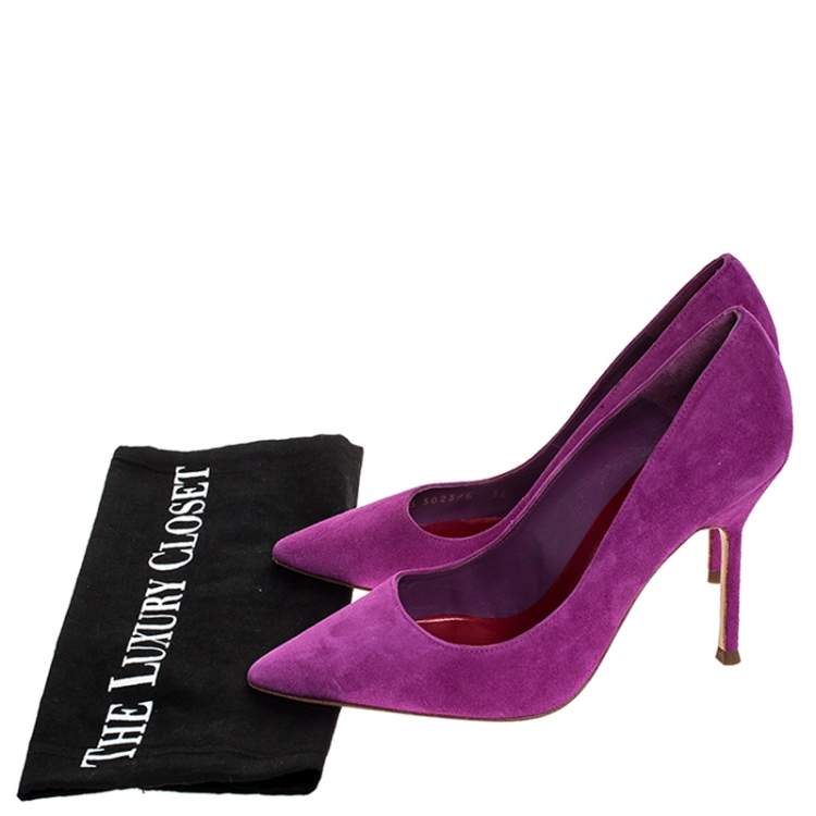 Pre Owned Carolina Herrera Pink Suede Pointed Toe Pumps Size 36