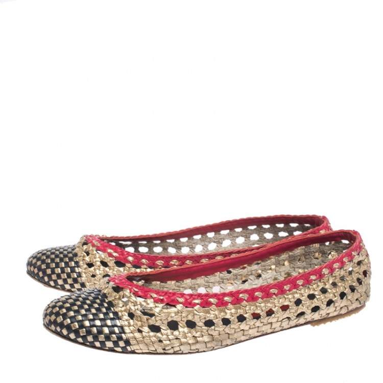 Pre Owned Carolina Herrera Woven Ballet Flats Size 39