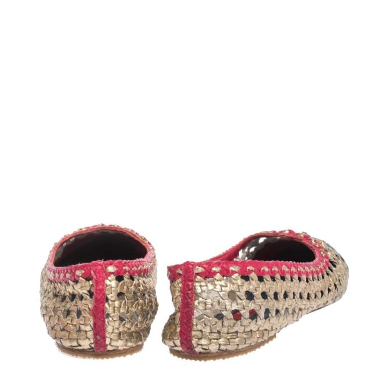Pre Owned Carolina Herrera Woven Ballet Flats Size 39