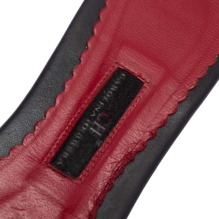 Pre Owned Carolina Herrera Brown CH Logo Coated Canvas Bow Detail Flat Slides Size 38