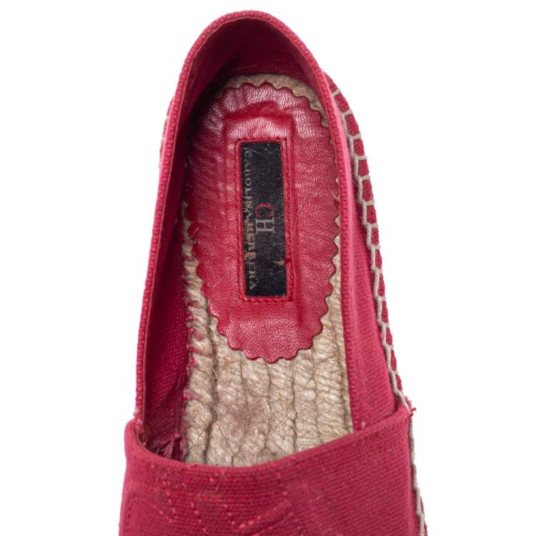 Pre Owned Carolina Herrera Two Tone Canvas Espadrilles Size 37