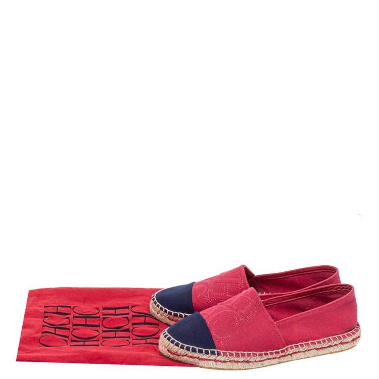 Pre Owned Carolina Herrera Two Tone Canvas Espadrilles Size 37