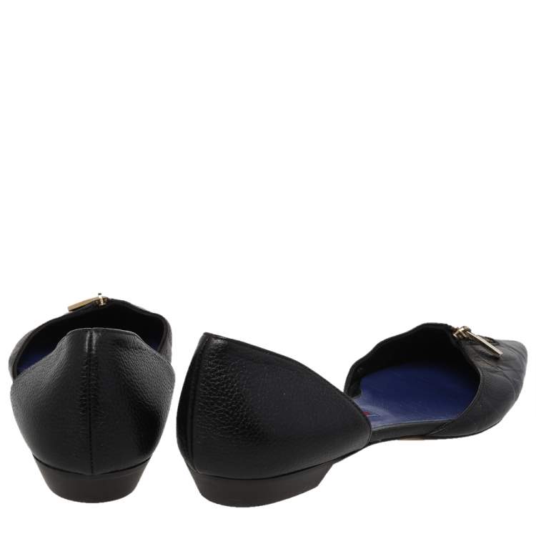مملوكة مسبقًا Carolina Herrera Black Leather Pointed Toe Flats Size 39