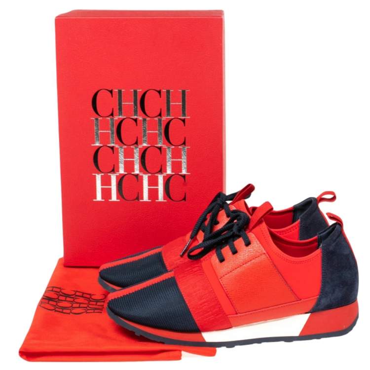 مملوكة مسبقًا Carolina Herrera Multicolor  Fabric, Leather, and Suede Low Top Sneakers Size 38