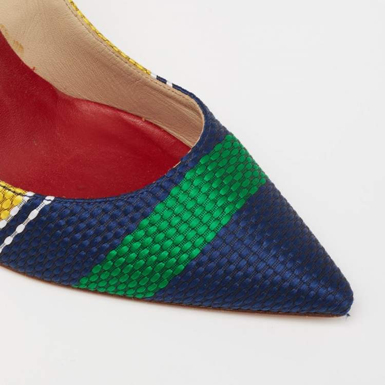 Pre Owned Carolina Herrera Multicolor Knit Fabric Pointed Toe Pumps  Size 40