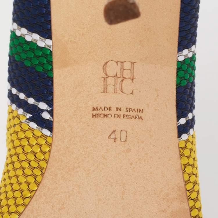 Pre Owned Carolina Herrera Multicolor Knit Fabric Pointed Toe Pumps  Size 40