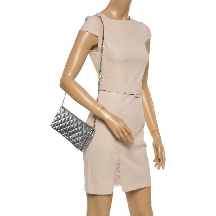 CH Carolina Herrera Metallic Quilted Leather Bimba Clutch