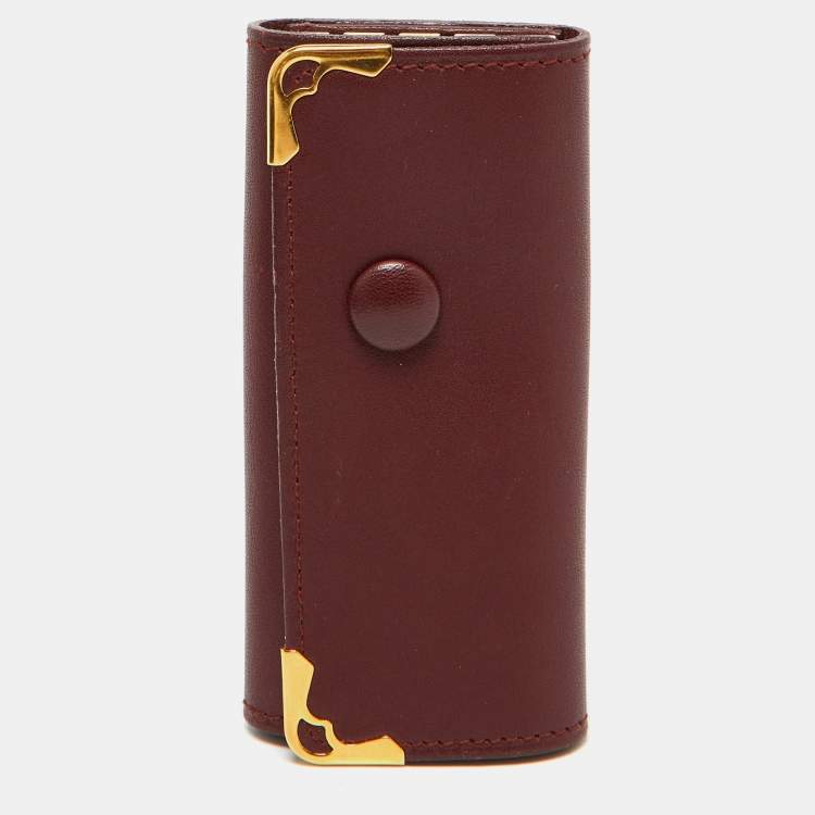 Pre Owned Cartier Burgundy Leather Must de Cartier Key Holder