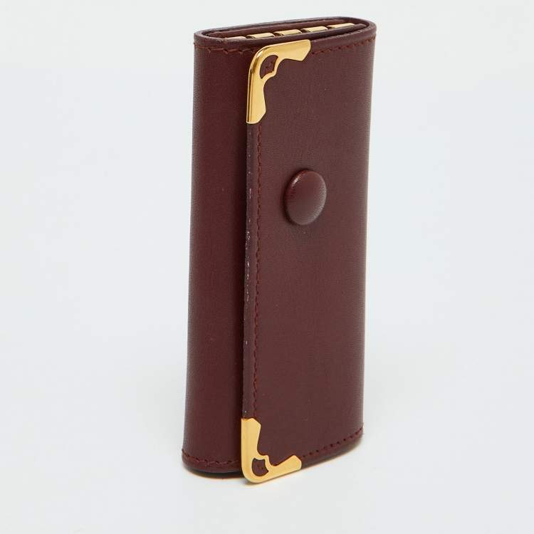 Pre Owned Cartier Burgundy Leather Must de Cartier Key Holder