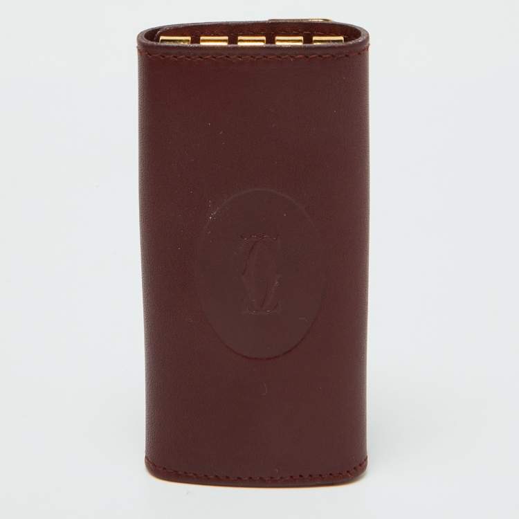 Pre Owned Cartier Burgundy Leather Must de Cartier Key Holder