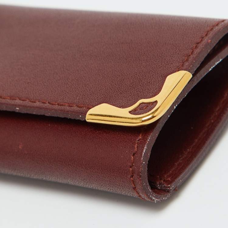 Pre Owned Cartier Burgundy Leather Must de Cartier Key Holder