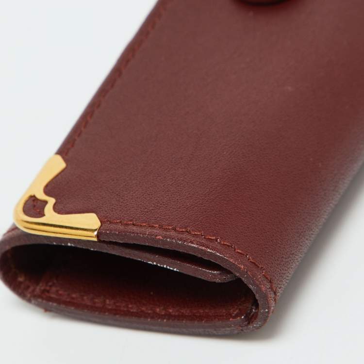 Pre Owned Cartier Burgundy Leather Must de Cartier Key Holder