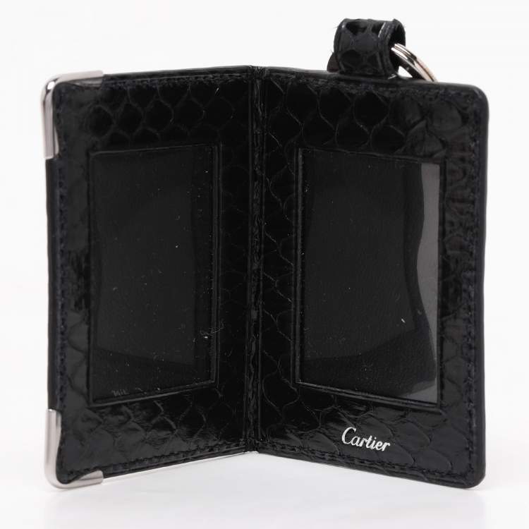 Pre Owned Cartier Black Python Photo Holder Keychain