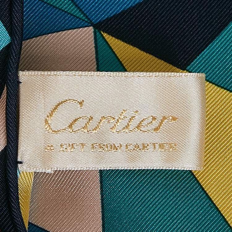 Pre Owned Cartier Multicolor Geometric Print Silk Square Scarf