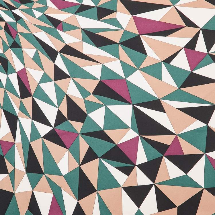 Pre Owned Cartier Multicolor Geometric Print Silk Square Scarf 