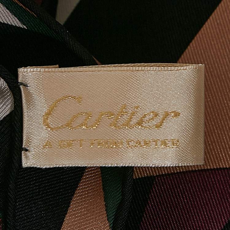 Pre Owned Cartier Multicolor Geometric Print Silk Square Scarf 
