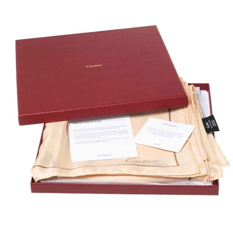 Pre Owned Cartier Peach Panther Print Silk Scarf