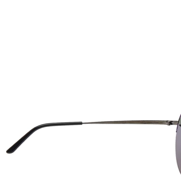 Pre Owned Cartier Black/Silver CT0022S Round Sunglasses