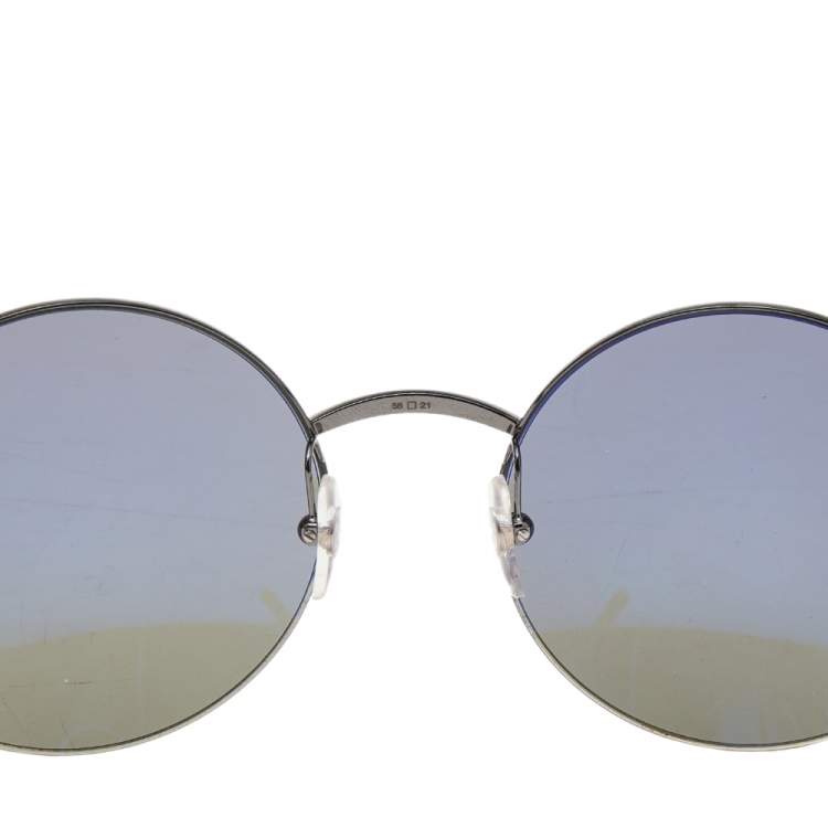 Pre Owned Cartier Black/Silver CT0022S Round Sunglasses