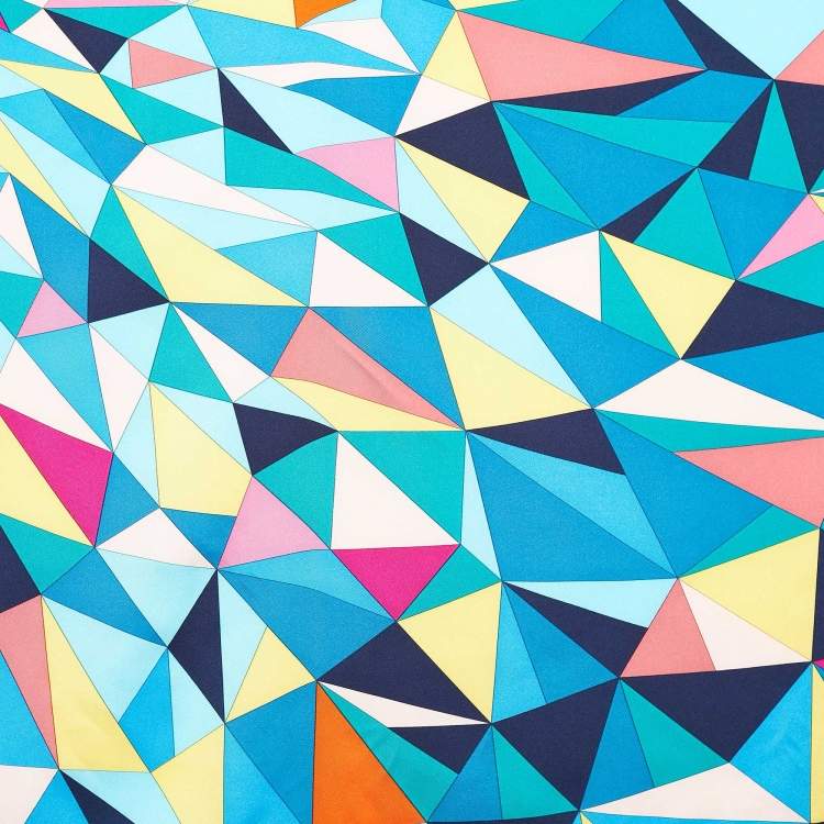 Pre Owned Cartier Multicolor Geometric Print Silk Square Scarf