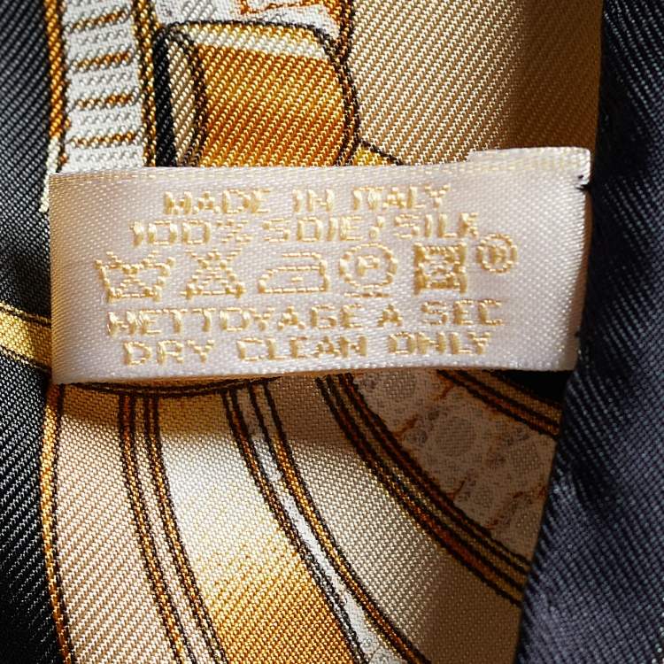 Pre Owned Cartier Beige & Black Printed Silk Square Scarf 