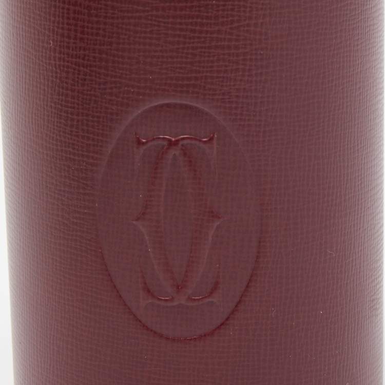 Pre Owned Cartier Burgundy Leather Must de Cartier Pen Holder