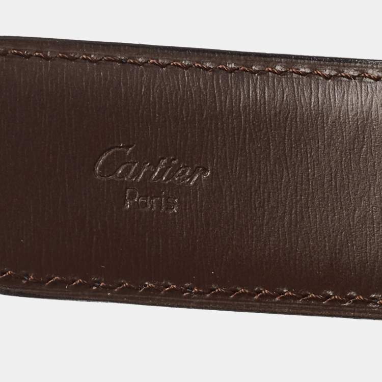 Pre Owned Cartier Black/Brown Leather Trinity Buckle Reversible Belt