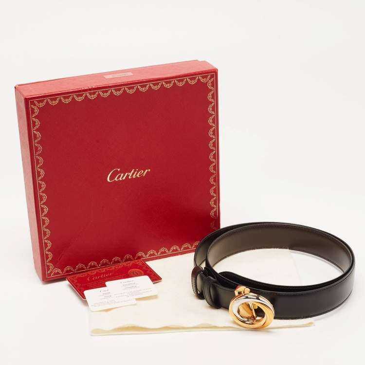 Pre Owned Cartier Black/Brown Leather Trinity Buckle Reversible Belt