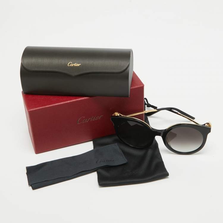 Pre Owned Cartier Black Gradient CT0118SA 001 Cat Eye Sunglasses