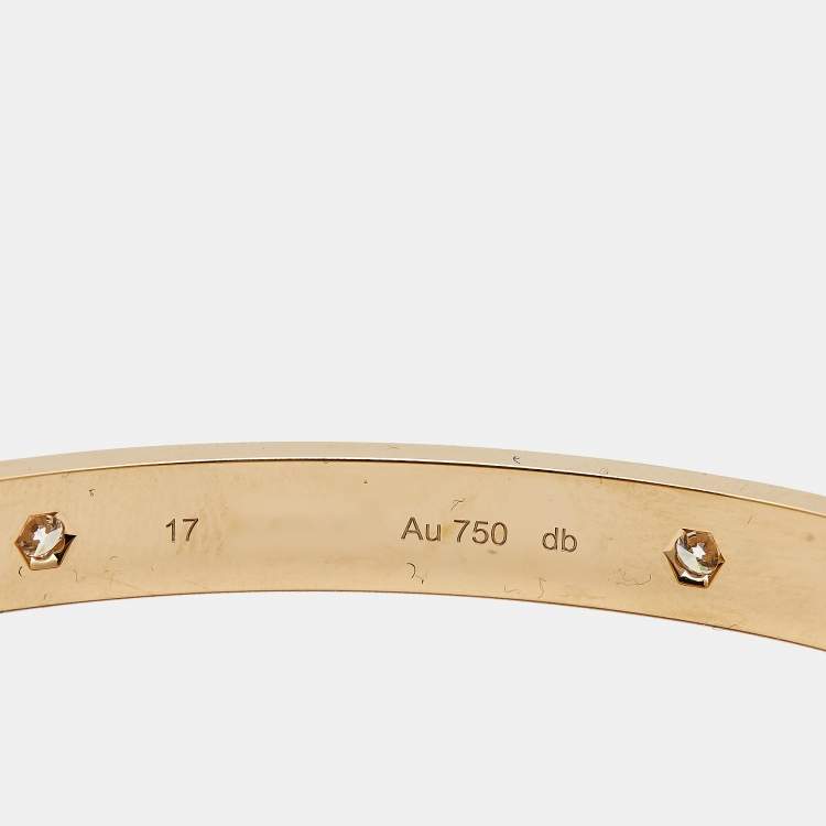 Pre Owned Cartier Love 4 Diamonds 18k Yellow Gold Bracelet 17