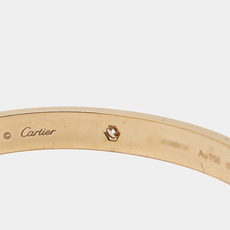 Pre Owned Cartier Love 4 Diamonds 18k Yellow Gold Bracelet 17