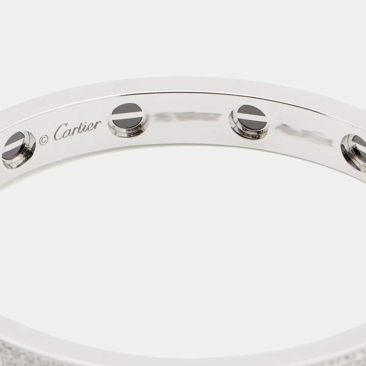 Pre Owned Cartier Love Diamond Paved Ceramic 18k White Gold Bangle Bracelet 16